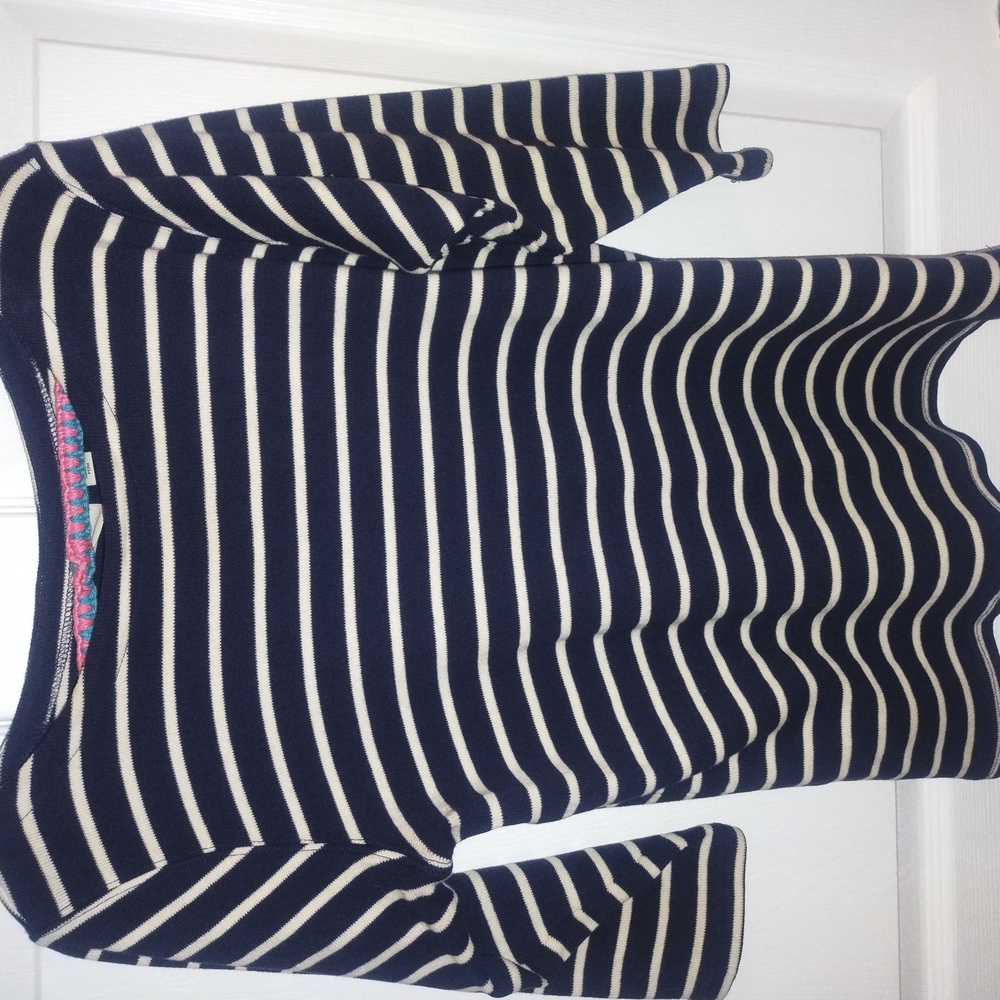 L.L. Bean Blue and White Striped Crew Neck Sweater
